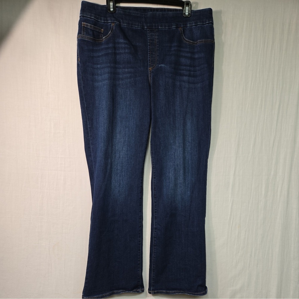Chico's Women's 2.5R (14R) Jeans Pull On Slim Boot Dark Blue Stretch High Waist
